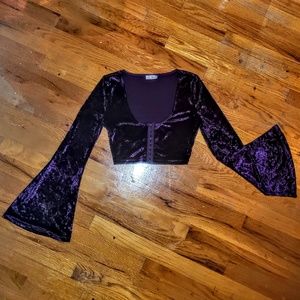 Crushed velvet bell sleeve gypsy top